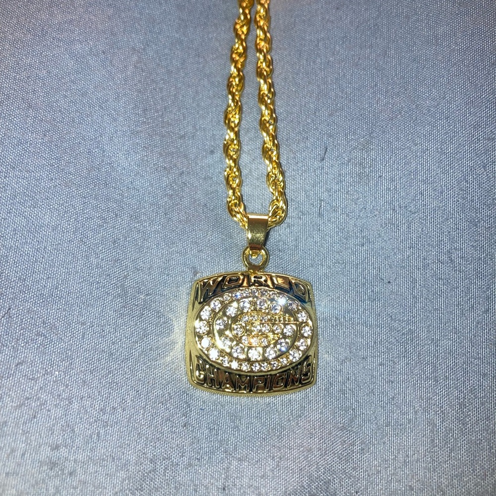 Green Bay Packers Gold-Tone Crystal Pendant Necklace - Women's Fashion Jewelry